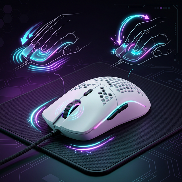Gaming mouse Glorious Model O with Drag Click and Butterfly Click techniques